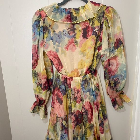 FEW MODA Floral Charla Side Zip long Sleeve Dress - Picture 10 of 13
